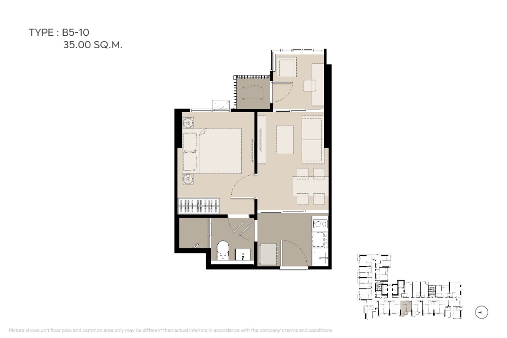 Life พหล-ลาดพร้าว 35 ตร.ม. 1-bed ระเบียงยื่น ตำแหน่ง 09,10 ชั้นไม่สูง ราคาไม่แพง