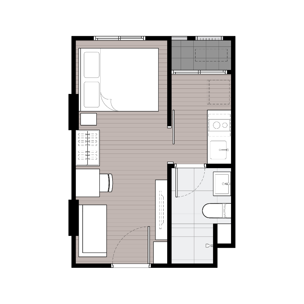 Nue Cross คูคต ห้อง Studio ราคาถูกเพียง 1.29 ล้าน หรือเพียง 58,xxx บาท/ตร.ม. เท่านั้น Fully Furnished