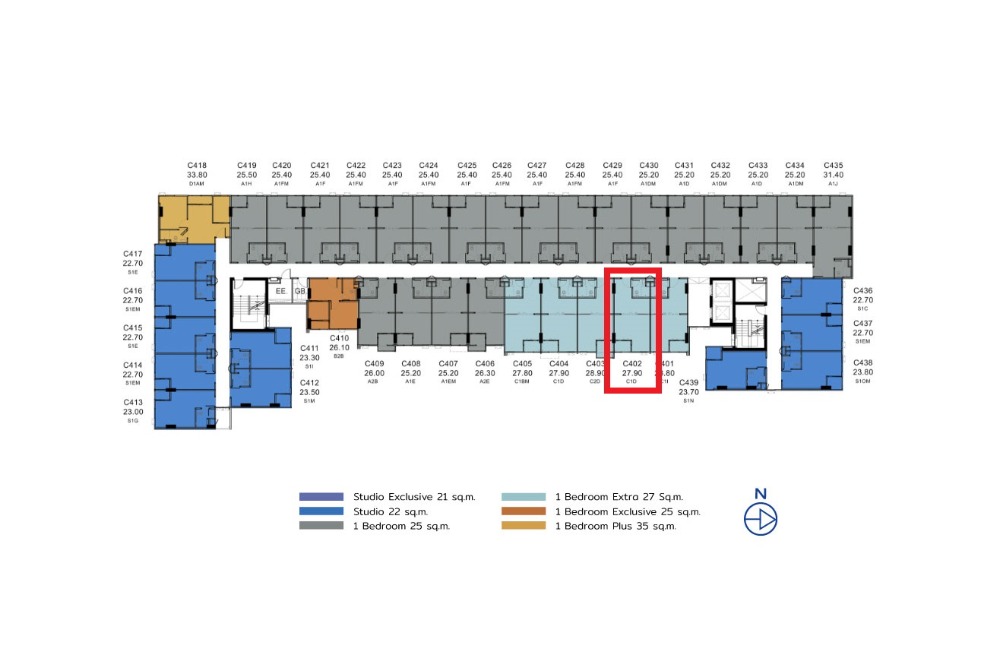 Kave Colony 1-bed Extra 27.9 ตร.ม. วิวจริงตามภาพ วิวสระแนวยาว